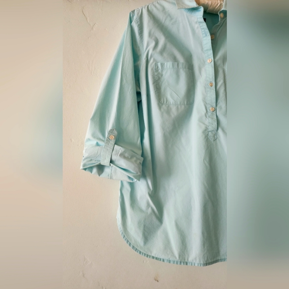 Talbots light mint cotton button-front shirt - Picture 1 of 5